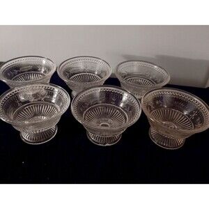 Antique Late 1880's Glass 6 Dessert Bowls Adams & Co Horseshoe Anchor Prayer Rug